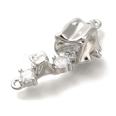 Brass Pave Clear Cubic Zirconia Connector Charms KK-K388-69P-1