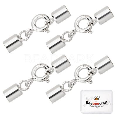 4 Sets 925 Sterling Silver Spring Ring Clasps STER-BBC0001-25-1