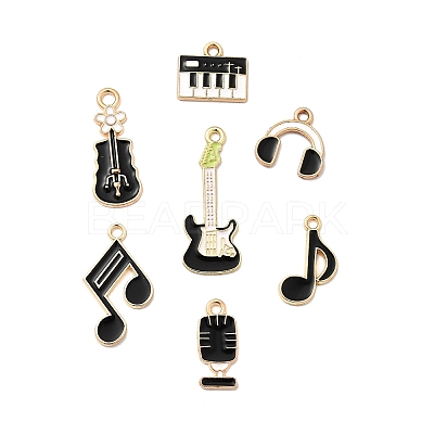 14Pcs 7 Styles Music Theme Alloy Enamel Pendants FIND-FP0002-97-1