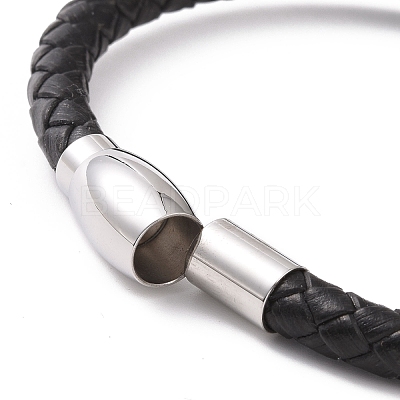 304 Stainless Steel Column Beaded Bracelet with Magnetic Clasps BJEW-P275-21-1