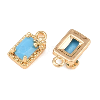 Brass Pave Deep Sky Blue Cubic Zirconia Charms CU-CBA804C-19G-1