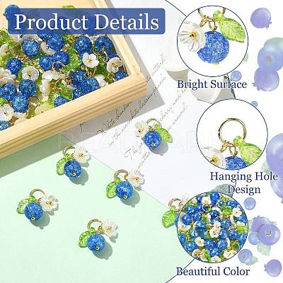 50Pcs Glass & ABS Plastic Imitation Pearl Flower Pendants PALLOY-CJ00185-1