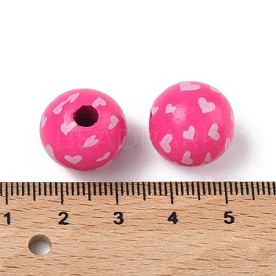 Valentine's Day Spray Painted & Printed Wood European Beads WOOD-L023-03E-1