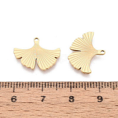 Textured 304 Stainless Steel Leaf Shape Pendants STAS-T073-01G-1