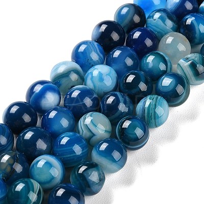 Natural Striped Agate/Banded Agate Beads Strands G-Z060-A01-C11-1