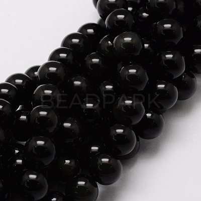 Natural Obsidian Round Beads Strands G-G735-19-8mm-1