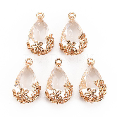 Transparent Glass Pendants GLAA-T007-05F-1