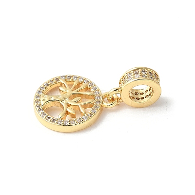 Brass Micro Pave Cubic Zirconia European Dangle Charms ZIRC-I071-22G-01-1