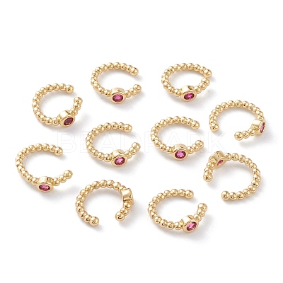 Brass Micro Pave Cubic Zirconia Cuff Earrings LS-EJEW-H109-01D-G-1