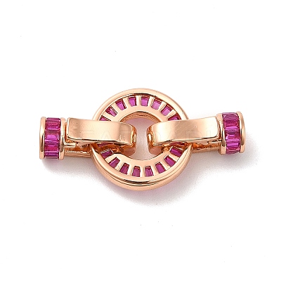 Rack Plating Brass Pave Cubic Zirconia Fold Over Clasps KK-Q772-29RG-01-1