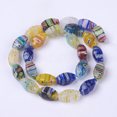Handmade Millefiori Glass Beads Strands M-LK01-1
