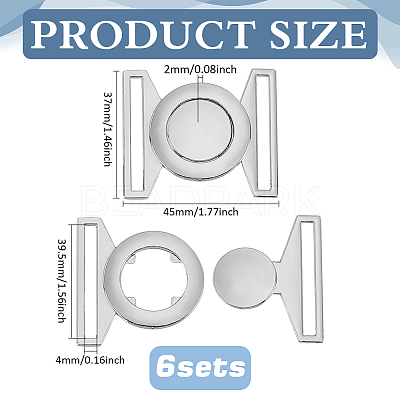 6Sets Zinc Alloy Side Release Buckles FIND-BC0013-98B-1