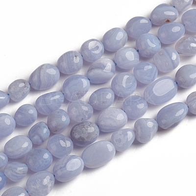 Natural Blue Lace Agate Beads Strands G-D0002-D75-1