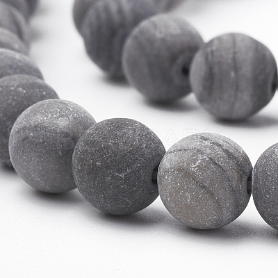 Natural Black Wood Lace Stone Wooden Jasper Beads Strands X-G-T106-013-1
