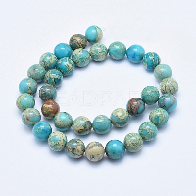 Natural Aqua Terra Jasper Beads Strands G-E444-14A-12mm-1