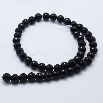 Natural Black Onyx Beads Strands G-P369-02-8mm-1