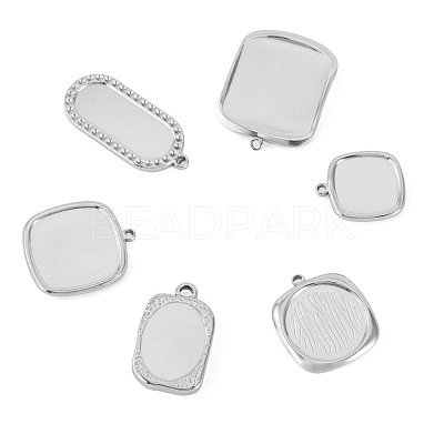 6Pcs 6 Styles 304 Stainless Steel Pendant Cabochon Settings STAS-TA0005-71P-1