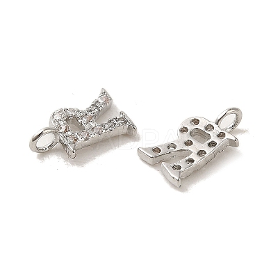 Initial Letter Brass Micro Pave Cubic Zirconia Pendants ZIRC-F008-R-1