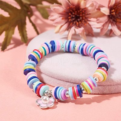Flat Round Handmade Polymer Clay Beads CLAY-R067-6.0mm-24-1
