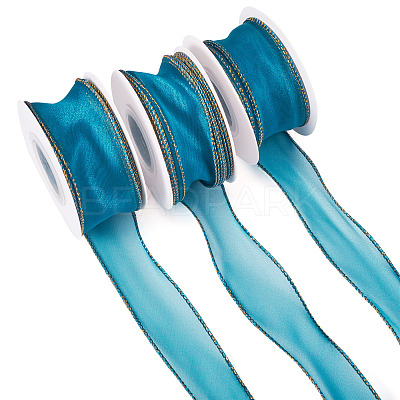 3 Rolls Polyester Organza Ribbons SRIB-TA0001-26B-1