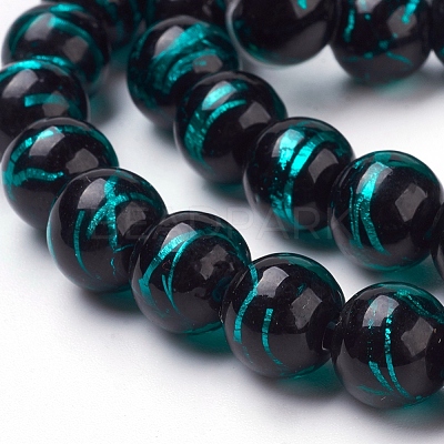 Handmade Silver Foil Lampwork Beads Strands FOIL-L016-C07-1