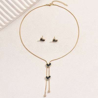 Stainless Steel Shell Heart Flower Fan Tassel Jewelry Set for Women XK7928-2-1