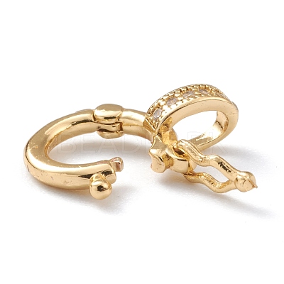 Brass Micro Pave Clear Cubic Zirconia Twister Clasps ZIRC-A014-07G-1