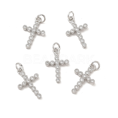 Brass Micro Pave Cubic Zirconia Pendants KK-E068-VB255-1