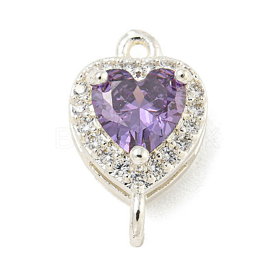 Brass Pave Cubic Zirconia Connector Charms KK-Z072-06S-07-1