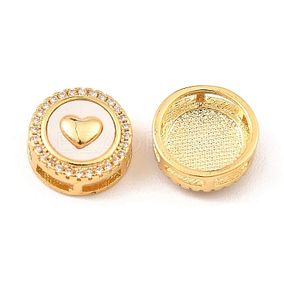 Brass Micro Pave Clear Cubic Zirconia Slide Charms KK-K342-09G-05-1