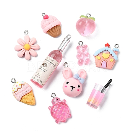 10Pcs 10 Styles Resin Pendants RESI-YW0003-31-1