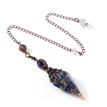 Natural Lapis Lazuli & Resin Hexagonal Pointed Dowsing Pendulums PW-WG7D05E-18-1
