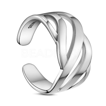 SHEGRACE Rhodium Plated 925 Sterling Silver Cuff Rings JR679A-1