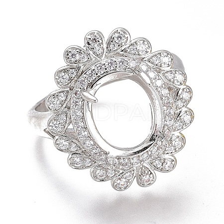 Adjustable Brass Micro Pave Clear Cubic Zirconia Finger Ring Components ZIRC-I049-22P-1