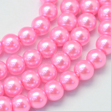 Baking Paint Pearlized Glass Pearl Round Bead Strands HY-Q003-10mm-68-1