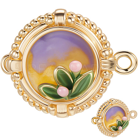 2Pcs Brass Enamel Box Clasps KK-BBC0018-44-1