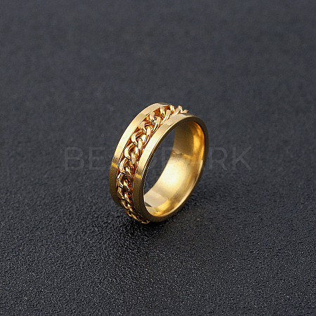 304 Stainless Steel Rotatable Chain Finger Rings for Men FS-WG60CA3-29-1