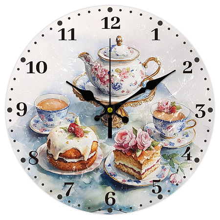 MDF Printed Wall Clock HJEW-WH0058-028-1