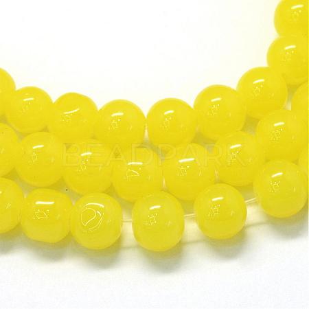 Baking Paint Imitation Jade Glass Round Bead Strands DGLA-Q021-10mm-24-1