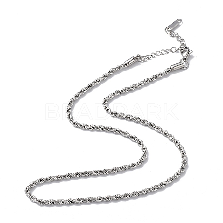 304 Stainless Steel Rope Chain Necklace for Men Women NJEW-K245-023D-1