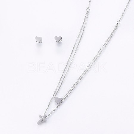 304 Stainless Steel Jewelry Sets SJEW-O090-34P-1