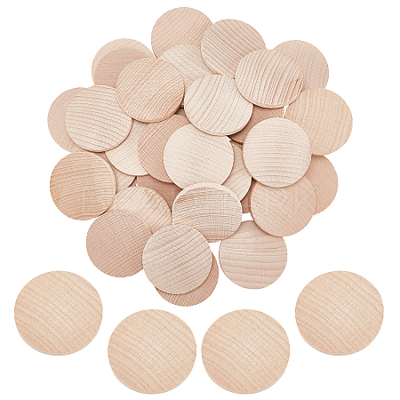   40Pcs Unfinished Beech Wooden Round Pieces WOOD-PH0009-48-1
