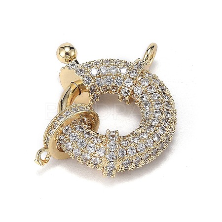 Brass Micro Pave Clear Cubic Zirconia Spring Ring Clasps ZIRC-F120-013G-1