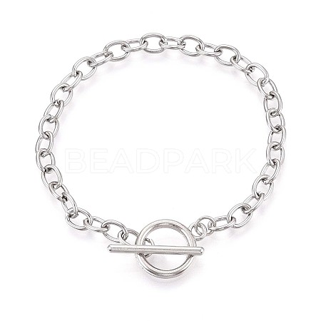 201 Stainless Steel Cable Chain Bracelets for Men Women BJEW-N036-01P-1