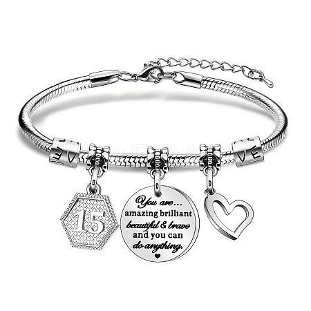 Birthday 201 Stainless Steel Charm Bracelets FS-WGBAA71-02-1