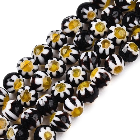 Round Millefiori Glass Beads Strands X-LK-P001-31-1