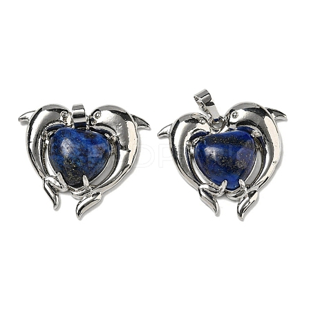 Dyed Natural Lapis Lazuli Heart Pendants G-M434-02P-23-1
