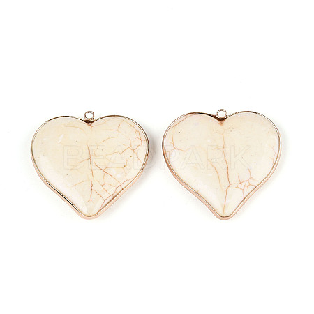 Synthetic Howlite Heart Pendants TURQ-T004-30B-1
