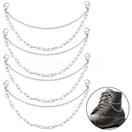 Iron Shoe Decoration Double Strand Paperclip & Cable Chain FIND-PH01455-1