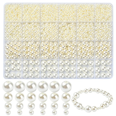 4 Styles ABS Plastic Imitation Pearl Beads KY-YW0001-72B-1
